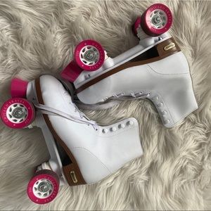 White Roller Skates with Hot Pink Wheels